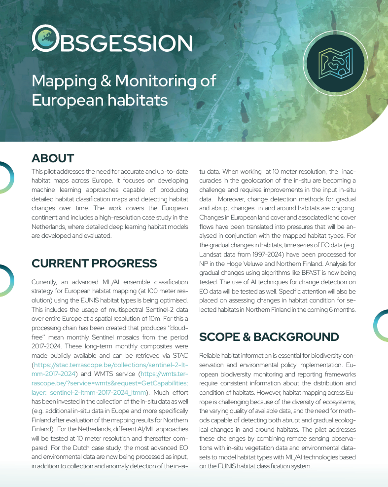 Mapping & Monitoring of European habitats factsheet